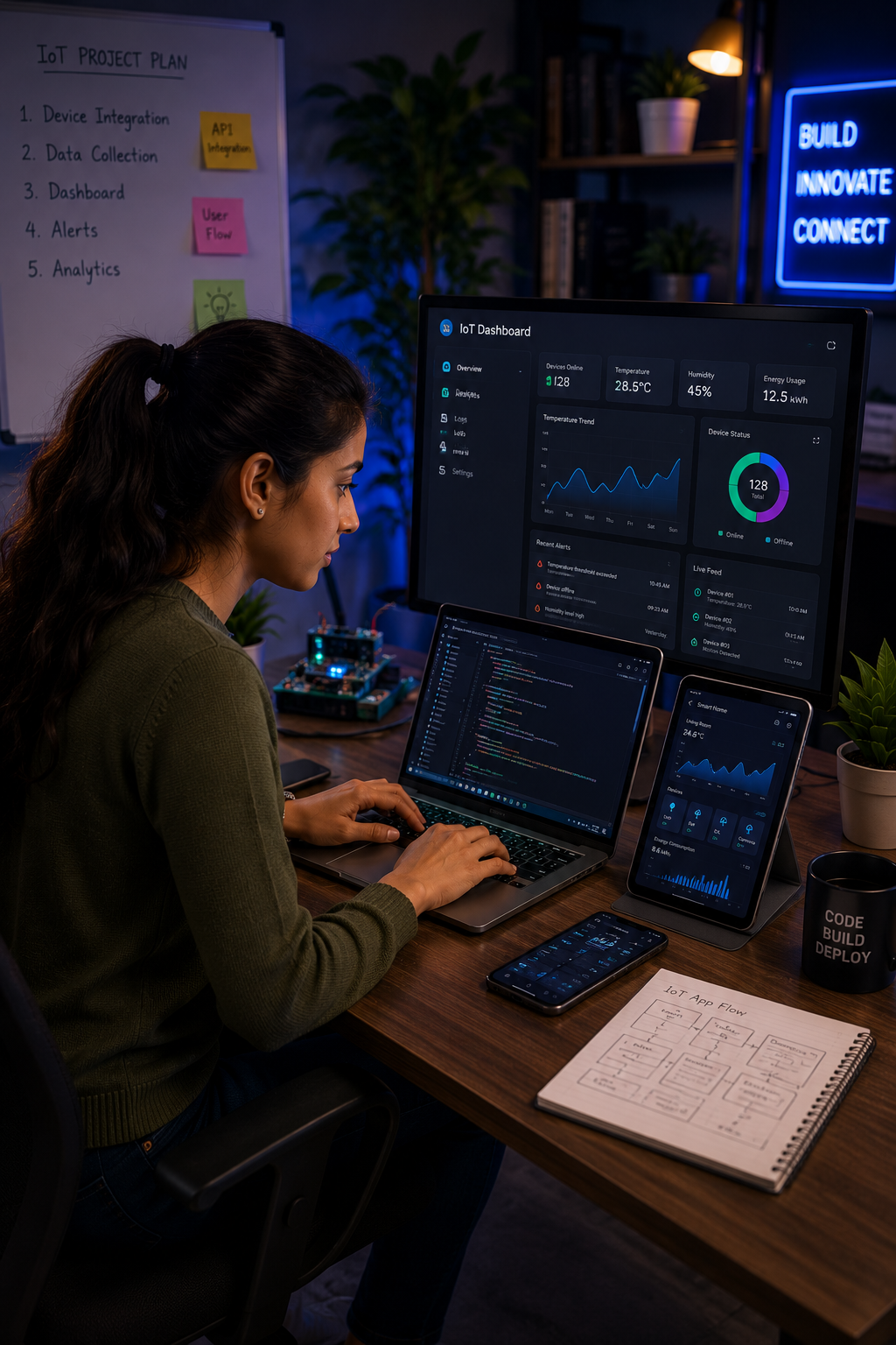 IoT application developer building dashboards and smart device interfaces